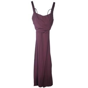 Burgundy Strappy Back Sleeveless Square Neck Bridesmaid Prom Gown Dress Size M